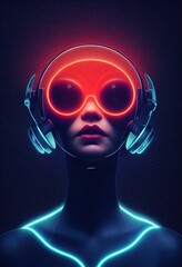 Wall Mural - fictional portrait of a sci-fi cyberpunk girl. high-tech futuristic woman from the future. the conce