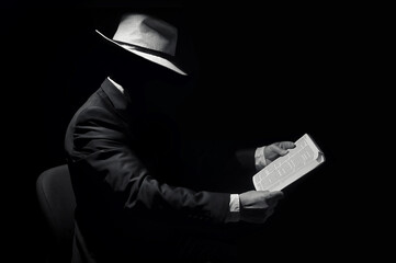 Man Wearing Hat and Reading The Holy Bible