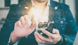 © Kenstocker - Business global network and internet connection, application network technology and digital marketing, Digital link tech and big data online, Business people use smartphone for connect business online