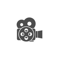 Sticker - Retro cinema camera icon isolated on white background