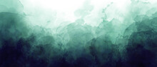 Light Sea Green Sky Gradient Watercolor Background With Clouds Texture	
