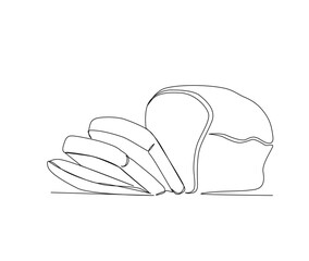 Continuous line drawing of White Bread vector illustration. White Bread single line art hand drawn minimalism style.