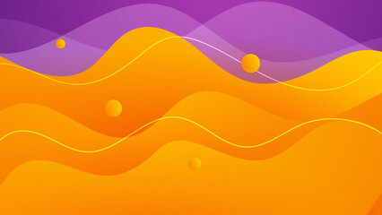 Color gradient background, wave line pattern, vector abstract trendy geometric graphic design. Simple minimal waves and lines yellow orange and purple color gradient pattern background