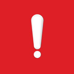 Wall Mural - red exclamation mark symbol and social media communication sign icon on alert danger problem. 3d vec