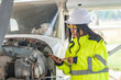 © reewungjunerr - Technician fixing the engine of the airplane,Female aerospace engineering checking aircraft engines,Asian mechanic maintenance inspects plane engine