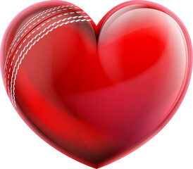 Sticker - Heart Shape Cricket Ball