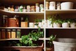 kitchen pantry with plants illustration
