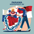 Panama Independence Day Concept  with Panama Girl Dance and Flag Background