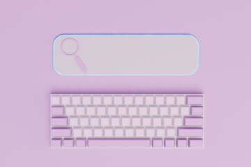 Fototapete - search for information on the Internet. browser search bar and keyboard on a pastel background. copy paste. 3D render