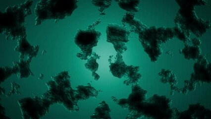 Poster -  Dark background. Motion. Pink and green neon blobs in animation that shimmer like gasoline.