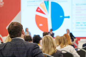 Wall Mural - Group of people watching presentation on large screen