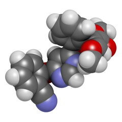 Poster - Azoxystrobin fungicide molecule, 3D rendering.