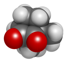 Sticker - Camphorquinone visible-light photoinitiator molecule, 3D rendering.