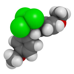 Sticker - Methoxychlor pesticide molecule, 3D rendering.