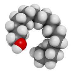 Sticker - Stearyl alcohol molecule. Constituent of cetostearyl alcohol (cetearyl alcohol, cetylstearyl alcohol), 3D rendering.