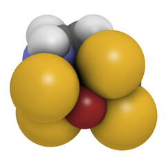 Poster - Zineb zinc organosulfur fungicide molecule, 3D rendering.