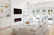 © Trinette Reed/Stocksy - Modern design interior farmhouse living room with sofa and fireplace