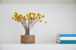 © Trinette Reed/Stocksy - Vase with yellow flowers on shelf in farmhouse home