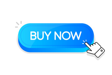 Aufkleber - Buy Now 3d button. Mouse touched button for buying product. Vector illustration.