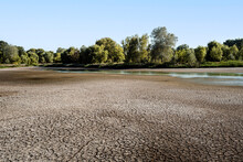 Dried Up Lake As A Result Of Climate Change And No Rain At All.