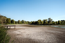 Dried Up Lake As A Result Of The Climate Change.