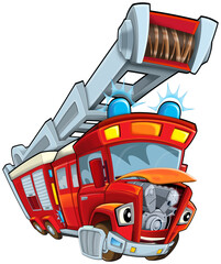 Wall Mural - cartoon fireman car truck isolated illustration for children