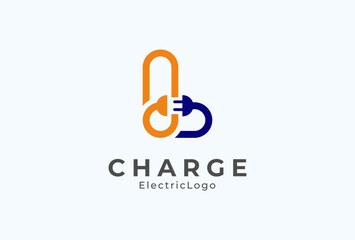 Wall Mural - Letter L Electric Plug Logo, Letter L and Plug combination, flat design logo template element, vector illustration