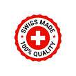 Swiss made product label. Switzerland quality flag vector sticker icon logo