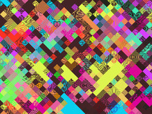 Abstract Colorful Pixelated Mosaic Glitch Background