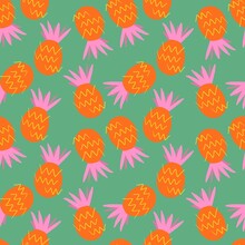 Pineapple Fruit Illustration Seamless Pattern