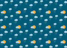 Sunshine On A Rainy Day, A Repeating Pattern On Dark Blue Background