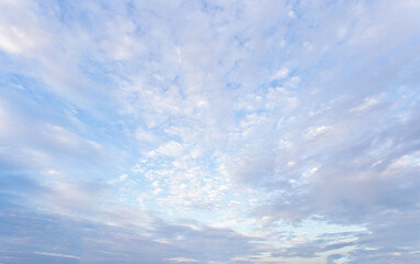 Wall Mural - The vast sky and the white clouds float in the sky. The natural blue background has a breeze on a bright day in the summer.The sky and clouds are not the same shape as the weather.