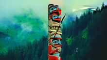 Low Angle View Of Totem Pole