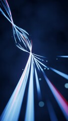 Poster - Flowing curves with glowing neon lines, 3d rendering.