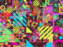 Strip-like Cartoony Colored Mosaic, Pixel Glitch