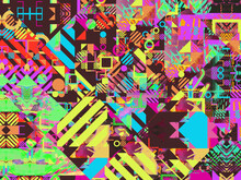 Vibrant, Colorful Messy Glitch With Geometric Features