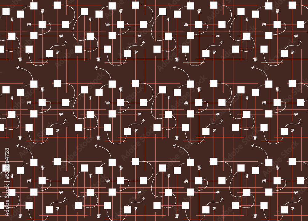 Foto Block and grid repeating pattern with arrow and dotted line detail ...