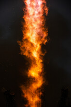 Close-up Shot Of A Rocket Launch, Blast Of Fire