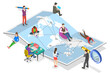Isometric flat  concept of global outsourcing, company remote management.