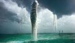 This is a 3D illustration of a waterspout, whirlwind, commonly seen in Florida.