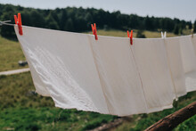 Handkerchiefs For Cheese Making Drying In A Mountain Dairy