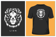 Lion Head. Hand Drawn Illustration For T Shirt And Other Uses. Vector Illustration.