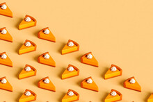 Many Pumpking Pie Slices With Copy Space