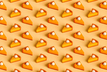 Many Pumpking Pie Slices. 3d Isometric Pattern