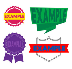 Poster - Set of ribbon with Example text. Banner template. Label sticker. Sign.