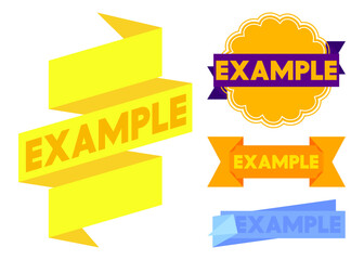 Poster - Set of ribbon with Example text. Banner template. Label sticker. Sign.