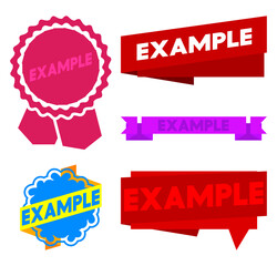Poster - Set of ribbon with Example text. Banner template. Label sticker. Sign.