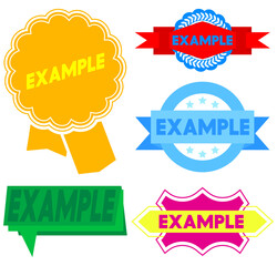 Poster - Set of ribbon with Example text. Banner template. Label sticker. Sign.