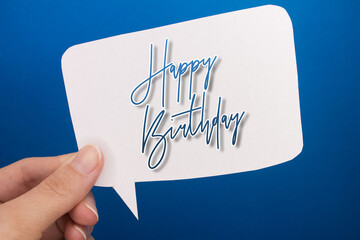 Poster - Speech bubble in front of colored background with Happy Birthday text.