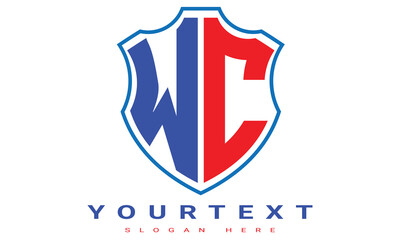 WC Two letters shield logo design.